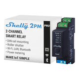 Shelly Pro 2PM Wi-Fi, LAN, Bluetooth DIN Rail Smart Relay with Power Metering